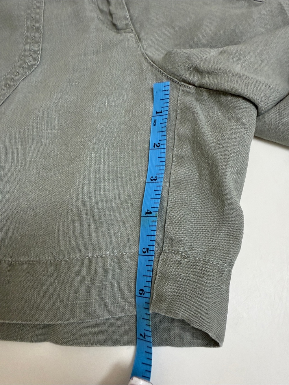 100% Linen J.Jill Women’s Drawstring Utility Shorts - Sage Green - Picture 7 of 7